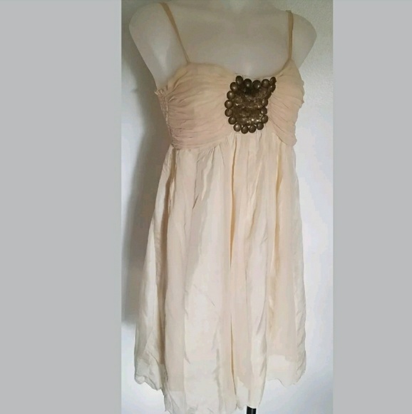 Hannah Jo Desiger 100% Silk Dress Ivory Large - Picture 1 of 7